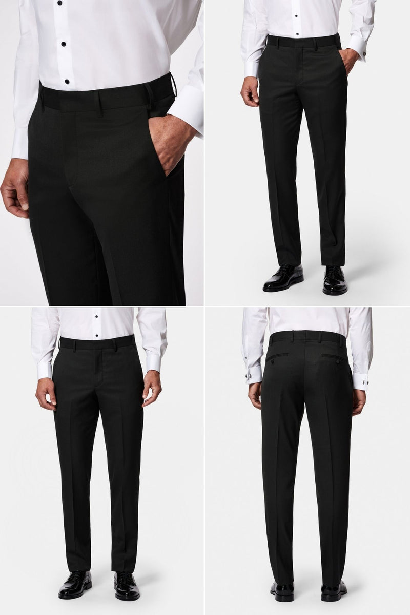 Siyah 6 Drop Regular Fit Standart Kesim Mono Yaka Yelekli Yünlü Smokin & Damatlık
