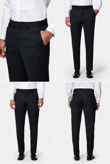 Siyah Lacivert 7 Drop Slim Fit Dar Kesim Şal Yaka Desenli Yünlü Smokin & Damatlık