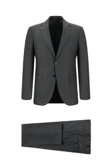 Açık Antrasit Slim Fit Dar Kesim Yün Klasik Takım Elbise