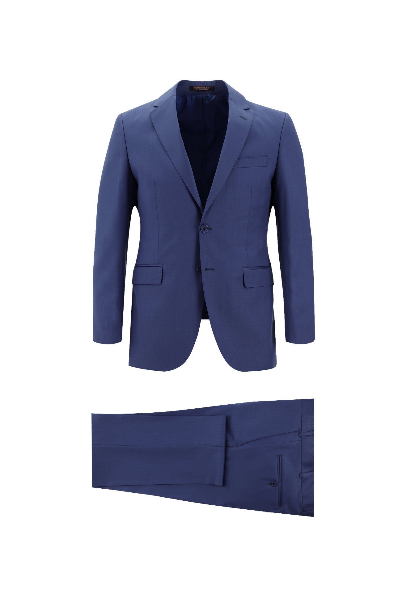 Koyu Mavi  Slim Fit Dar Kesim Yünlü Klasik Takım Elbise