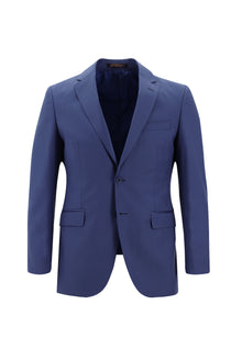 Koyu Mavi  Slim Fit Dar Kesim Yünlü Klasik Takım Elbise