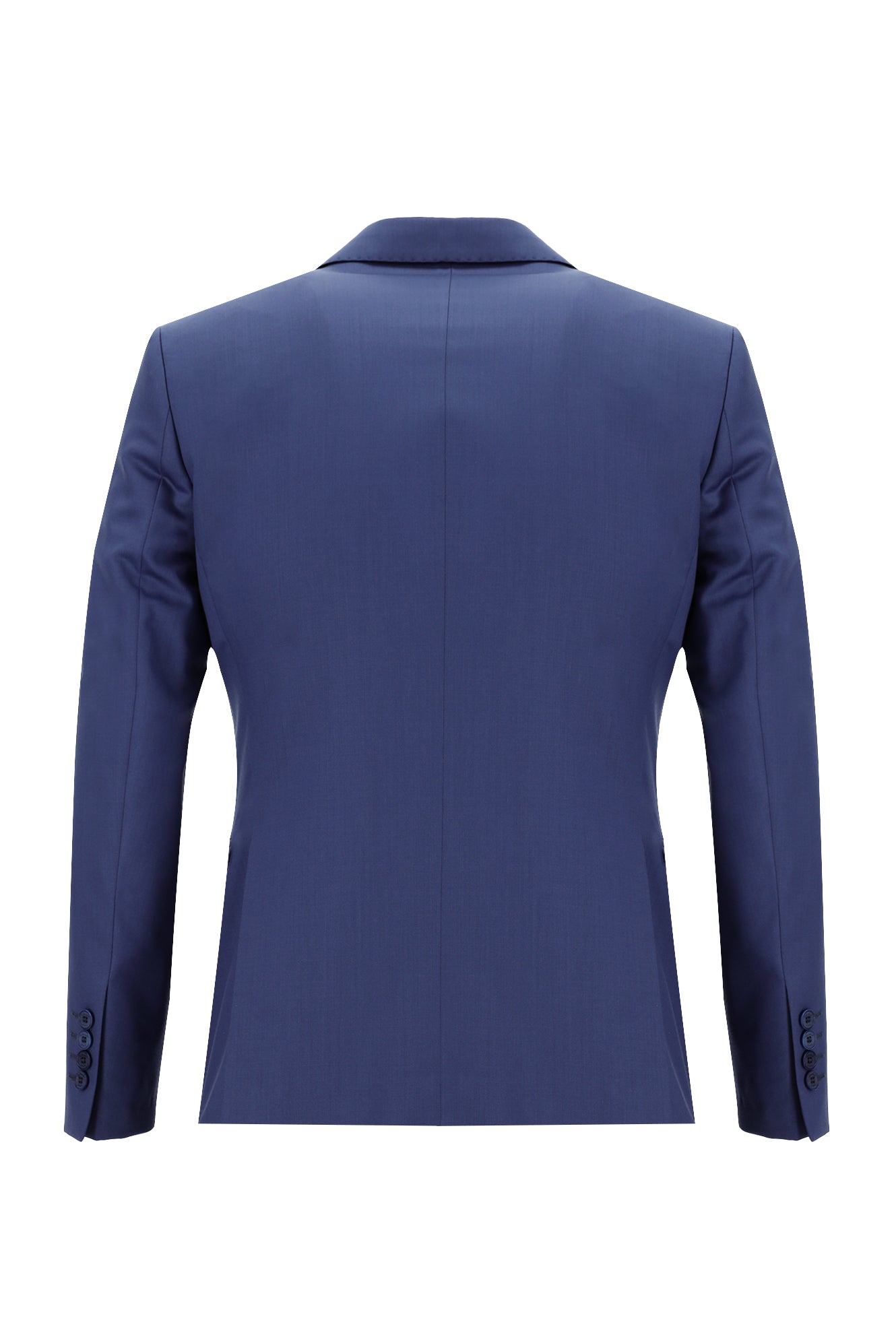 Koyu Mavi  Slim Fit Dar Kesim Yünlü Klasik Takım Elbise