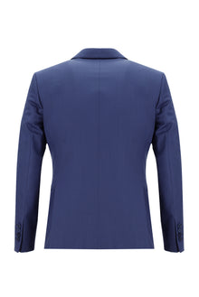 Koyu Mavi  Slim Fit Dar Kesim Yünlü Klasik Takım Elbise
