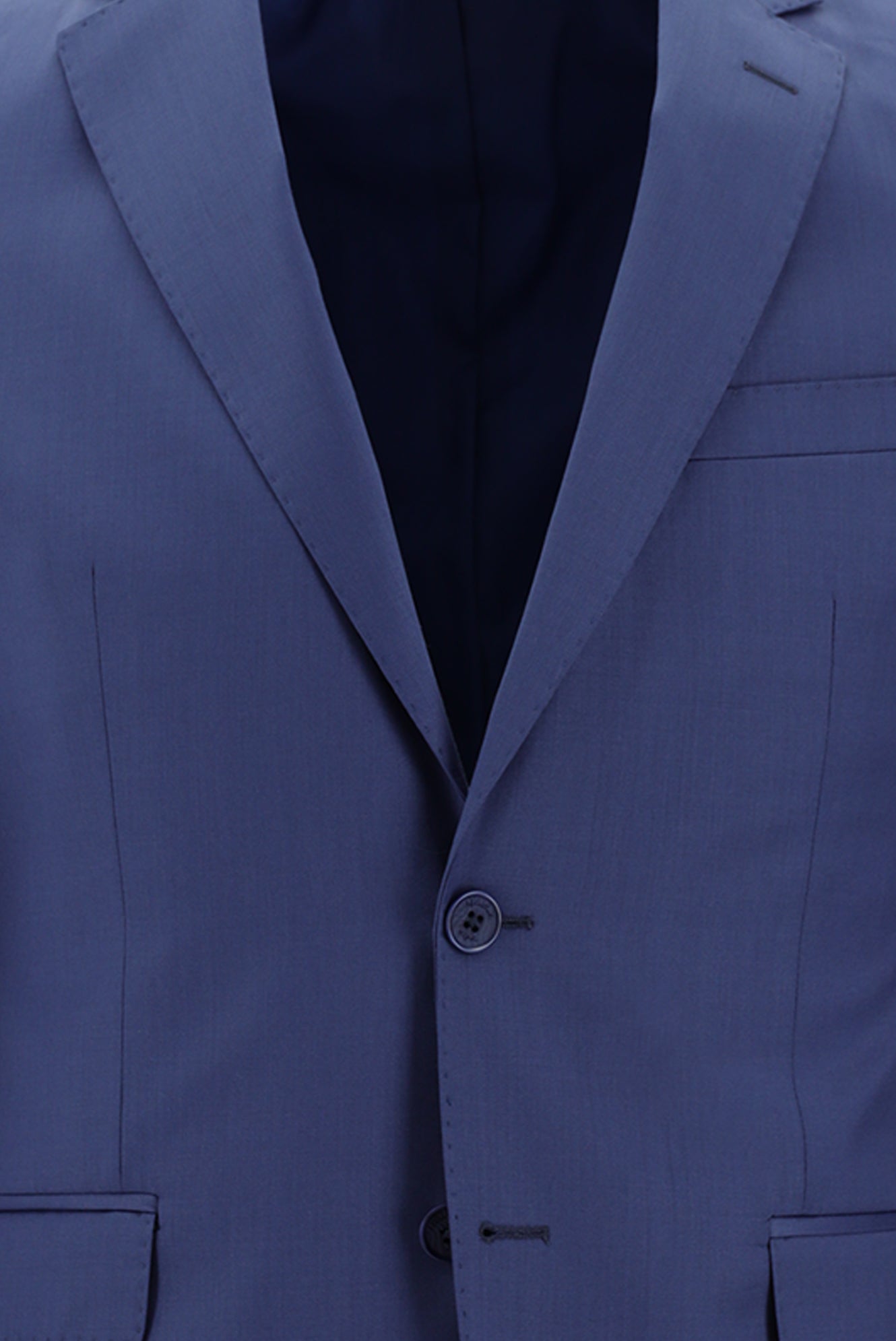 Koyu Mavi  Slim Fit Dar Kesim Yünlü Klasik Takım Elbise
