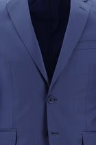 Koyu Mavi  Slim Fit Dar Kesim Yünlü Klasik Takım Elbise