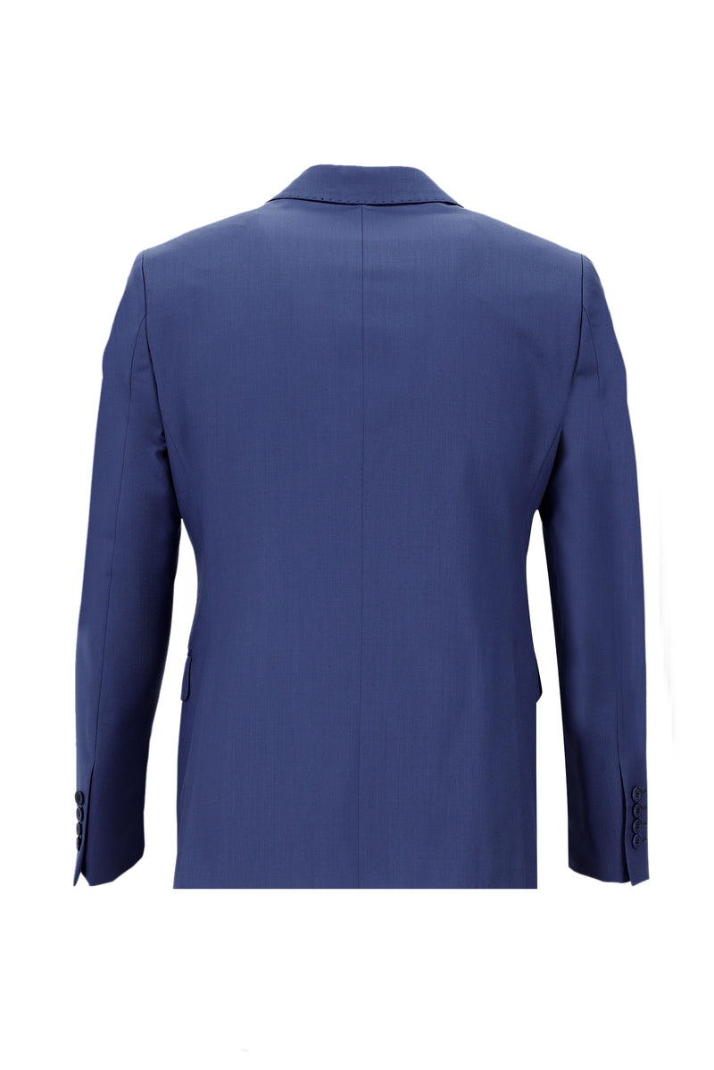 Koyu Mavi  Slim Fit Dar Kesim Yünlü Klasik Takım Elbise