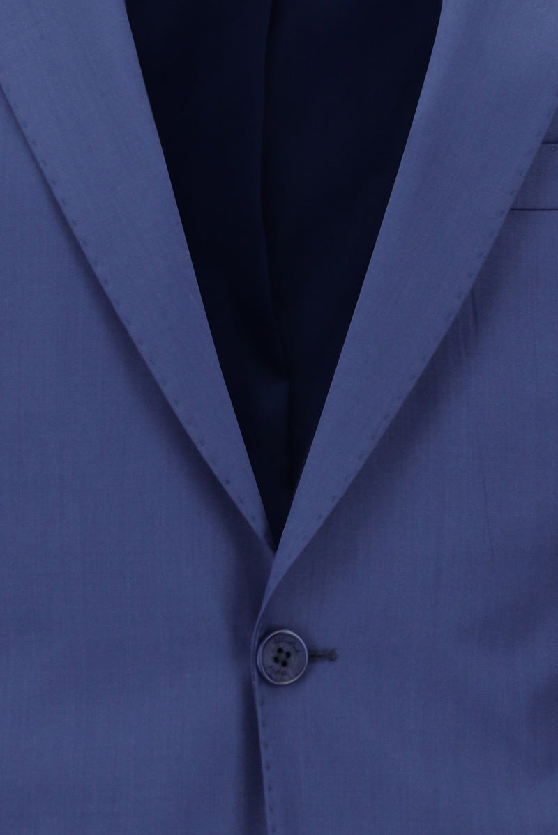 Koyu Mavi  Slim Fit Dar Kesim Yünlü Klasik Takım Elbise