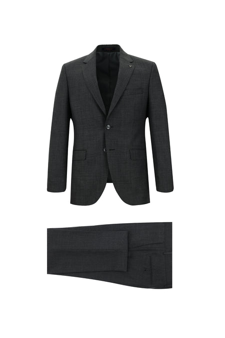 Orta Gri Relaxed Fit Rahat Kesim Yünlü Klasik Takım Elbise