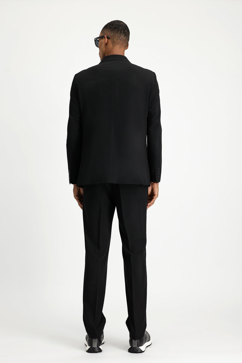 Siyah 6 Drop Verona Soft Oversize Fit Hafif Oversize Kesim Kruvaze Tak?m Elbise-Abdullah Ki??l?