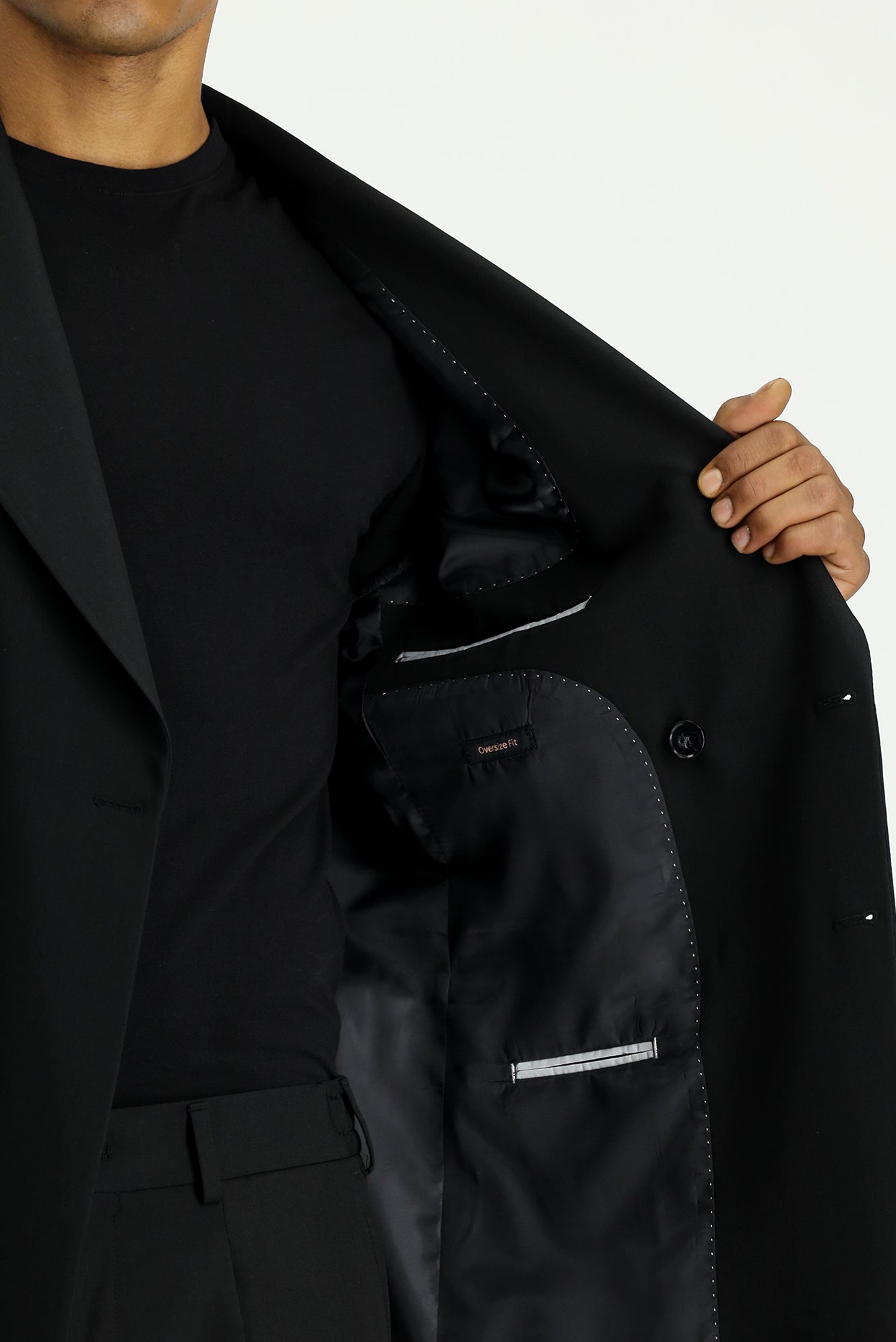 Siyah 6 Drop Verona Soft Oversize Fit Hafif Oversize Kesim Kruvaze Tak?m Elbise-Abdullah Ki??l?