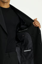 Siyah 6 Drop Verona Soft Oversize Fit Hafif Oversize Kesim Kruvaze Tak?m Elbise-Abdullah Ki??l?