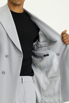 Orta Gri 6 Drop Verona Soft Oversize Fit Hafif Oversize Kesim Kruvaze Tak?m Elbise-Abdullah Ki??l?