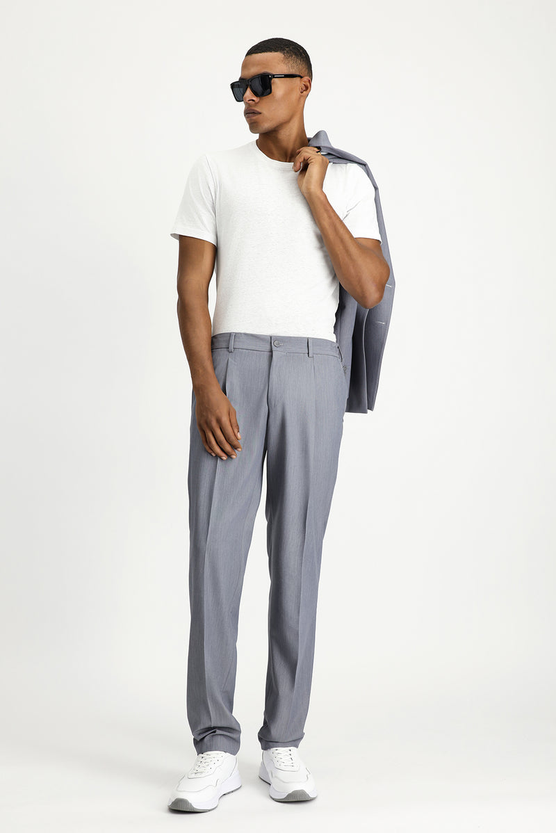 Orta Füme Oversize Ekstra Rahat Kalıp Kruvaze Takım Elbise