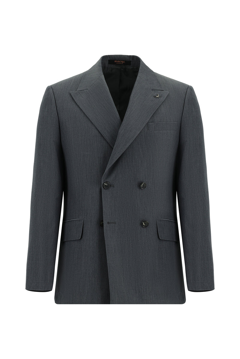 Koyu Füme 6 Drop Verona Soft Oversize Fit Hafif Oversize Kesim Kruvaze Tak?m Elbise-Abdullah Ki??l?