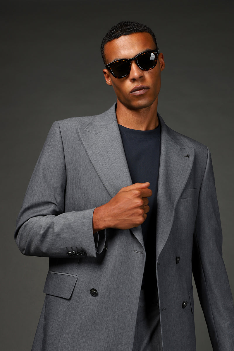 Koyu Füme Oversize Ekstra Rahat Kalıp Kruvaze Takım Elbise