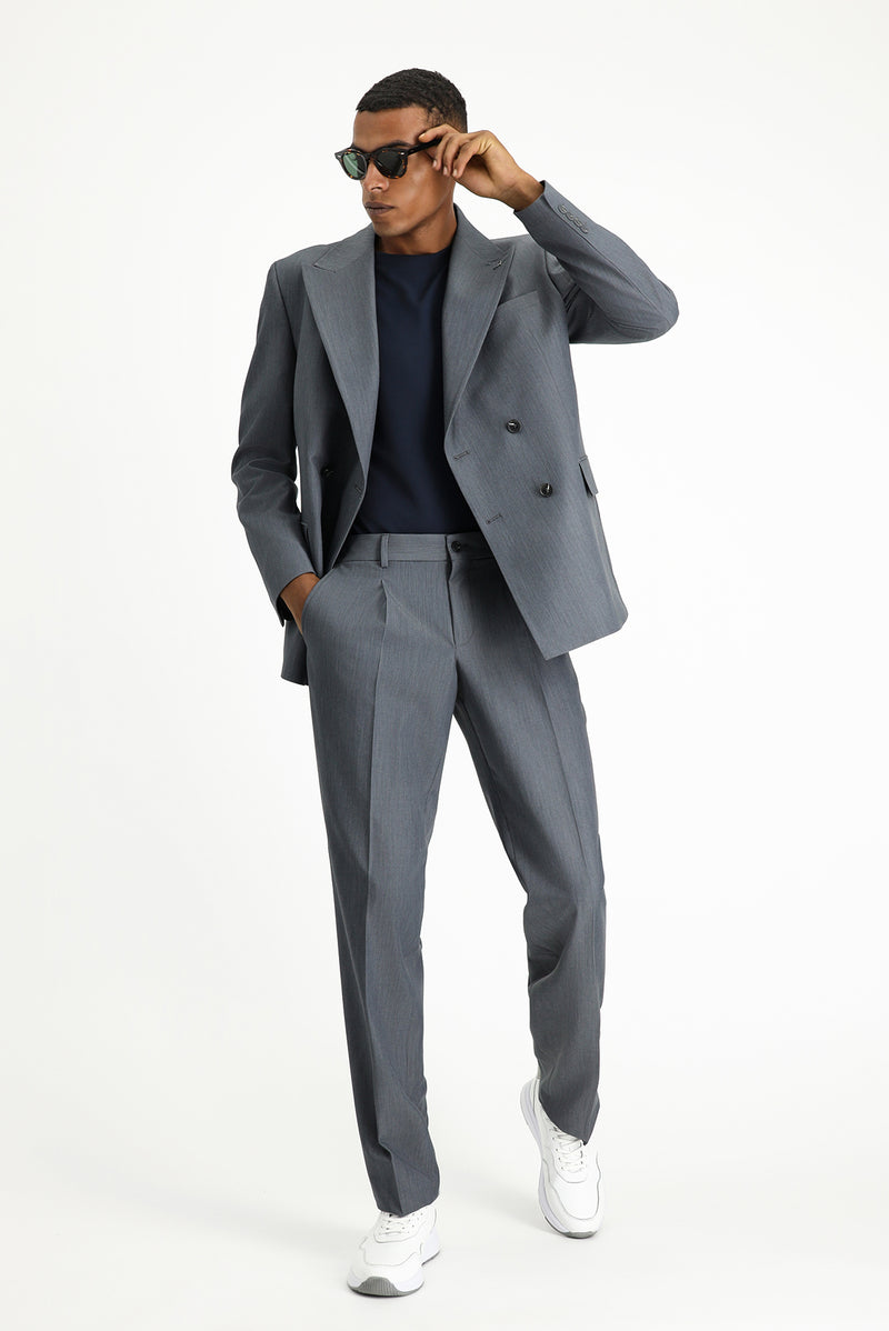 Koyu Füme Oversize Ekstra Rahat Kalıp Kruvaze Takım Elbise