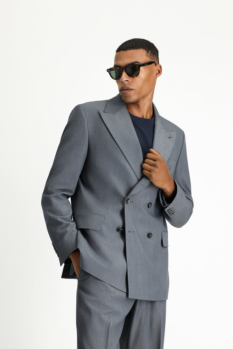 Koyu Füme Oversize Ekstra Rahat Kalıp Kruvaze Takım Elbise