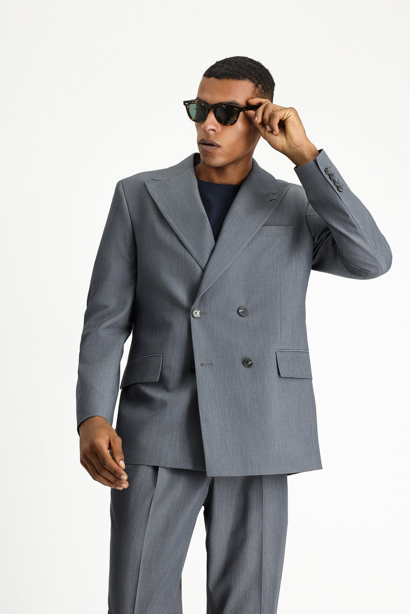 Koyu Füme Oversize Ekstra Rahat Kalıp Kruvaze Takım Elbise