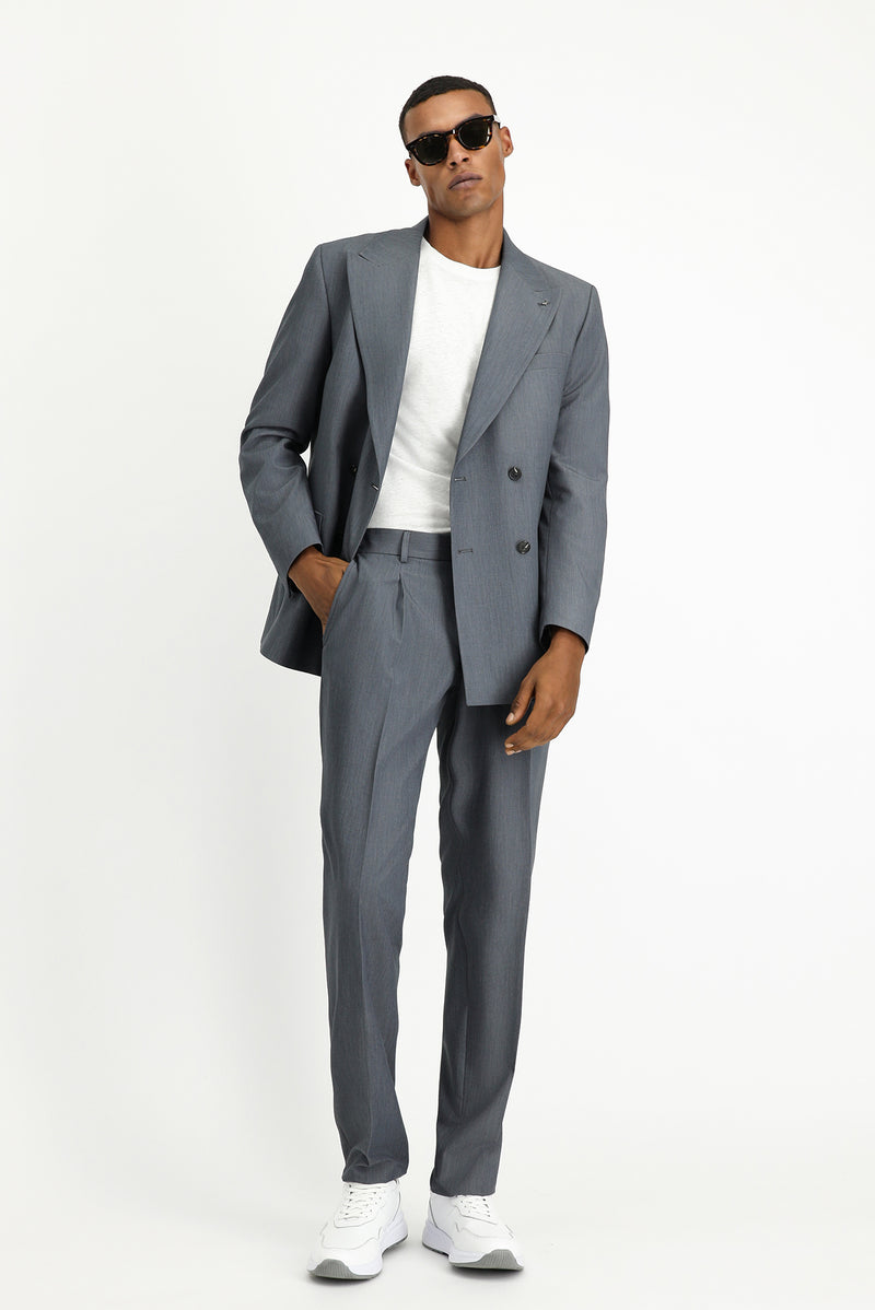 Koyu Füme Oversize Ekstra Rahat Kalıp Kruvaze Takım Elbise