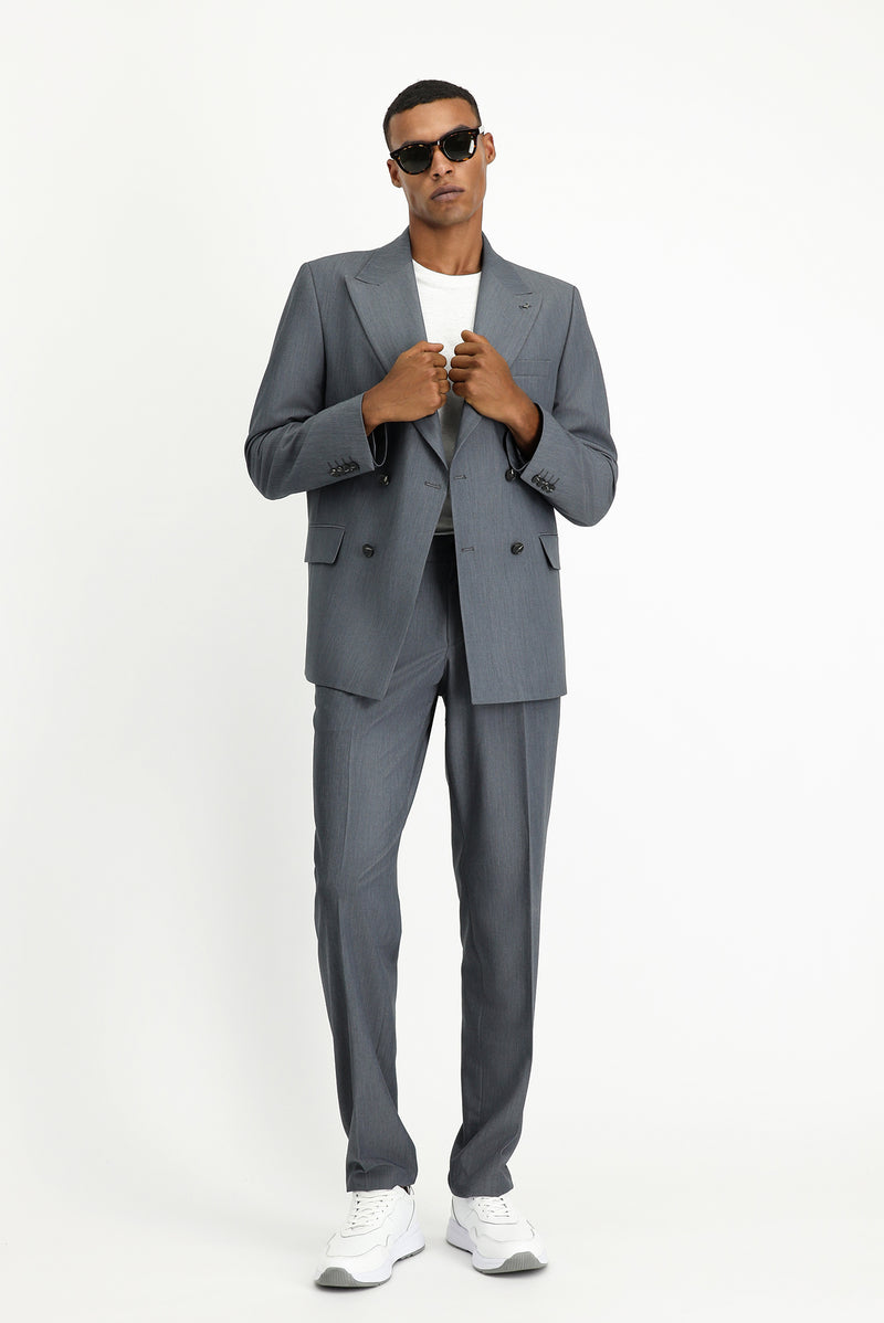 Koyu Füme Oversize Ekstra Rahat Kalıp Kruvaze Takım Elbise