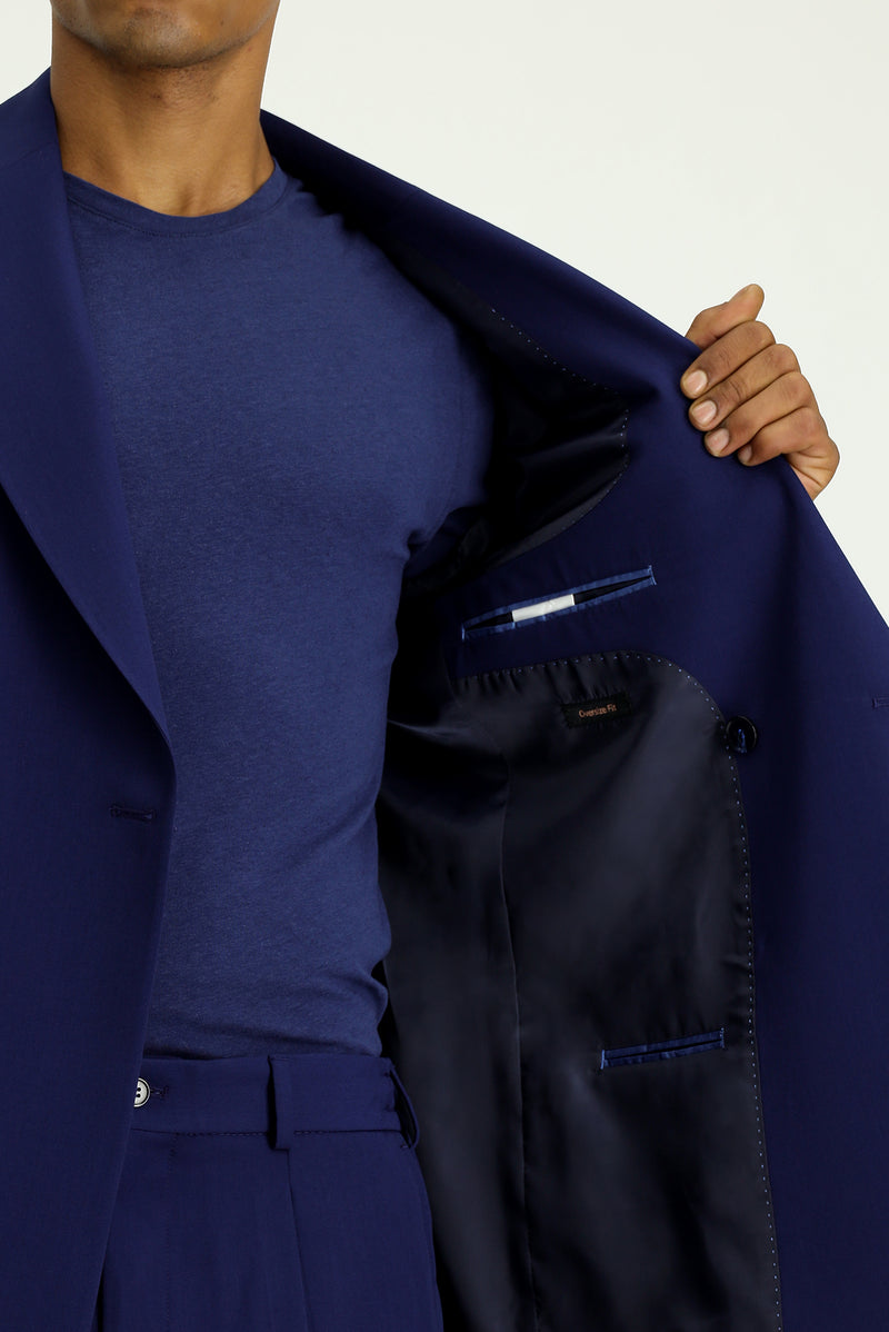 Orta Lacivert Oversize Ekstra Rahat Kalıp Kruvaze Takım Elbise