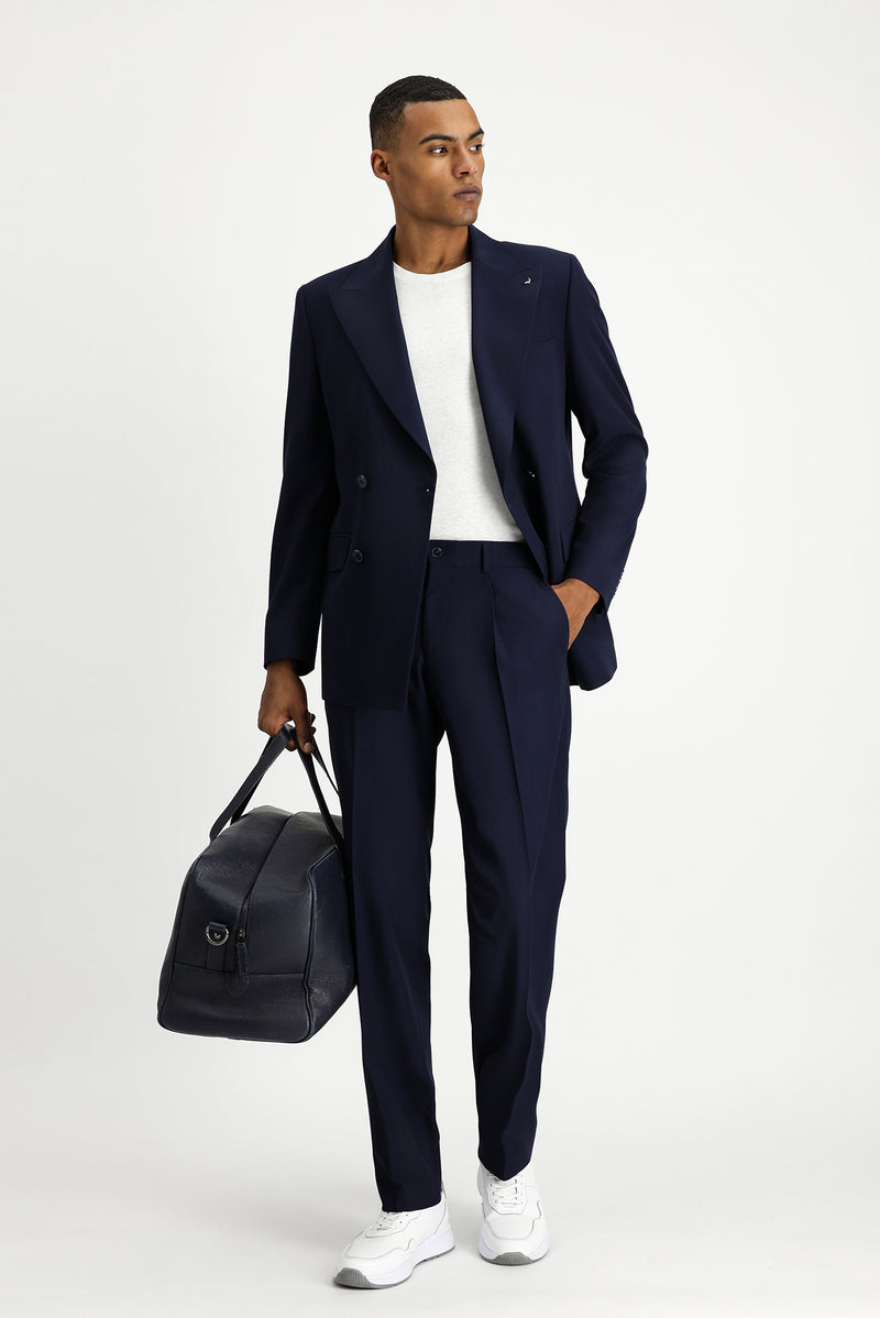 Koyu Lacivert Oversize Ekstra Rahat Kalıp Kruvaze Takım Elbise