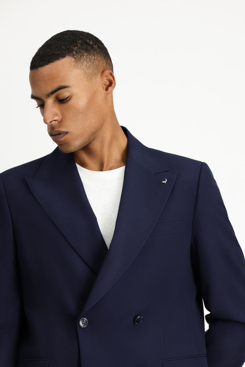 Koyu Lacivert Oversize Ekstra Rahat Kalıp Kruvaze Takım Elbise