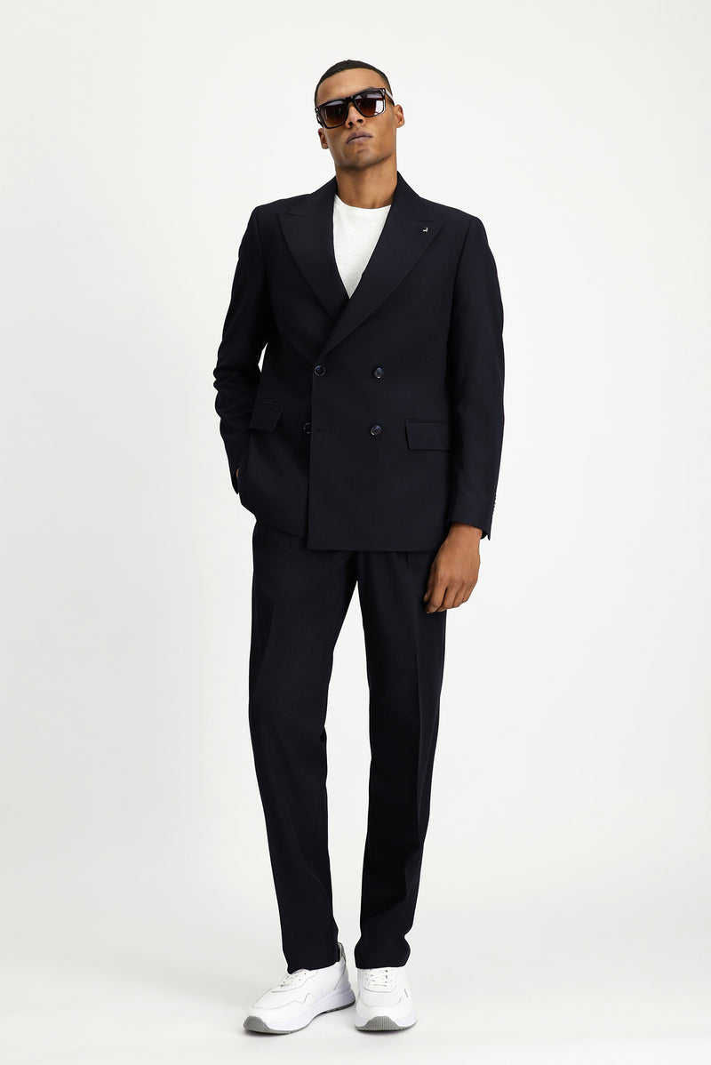 Siyah Lacivert 6 Drop Verona Soft Oversize Fit Hafif Oversize Kesim Kruvaze Tak?m Elbise-Abdullah Ki??l?