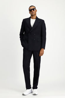 Siyah Lacivert Oversize Ekstra Rahat Kalıp Kruvaze Takım Elbise