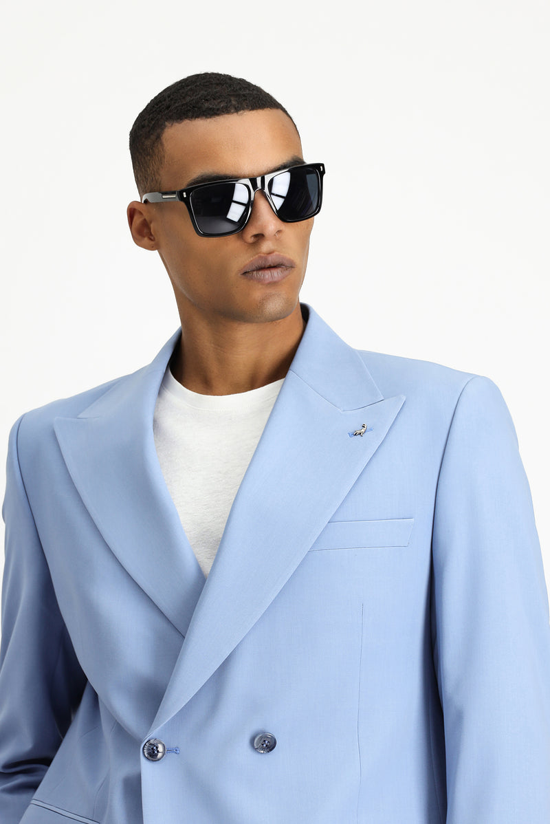 Mavi Oversize Ekstra Rahat Kalıp Kruvaze Takım Elbise