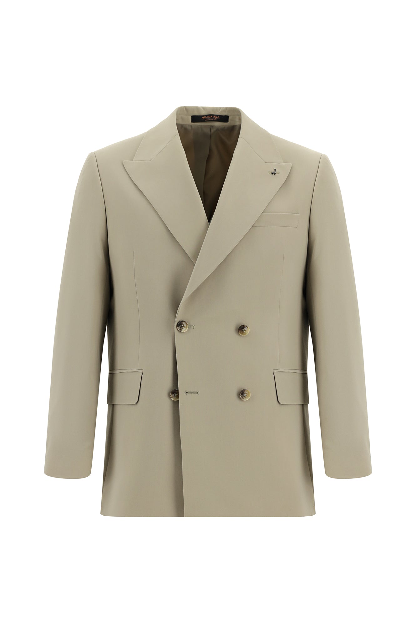 Orta Bej 6 Drop Verona Soft Oversize Fit Hafif Oversize Kesim Kruvaze Tak?m Elbise-Abdullah Ki??l?