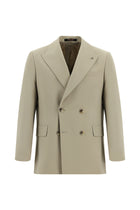Orta Bej 6 Drop Verona Soft Oversize Fit Hafif Oversize Kesim Kruvaze Tak?m Elbise-Abdullah Ki??l?