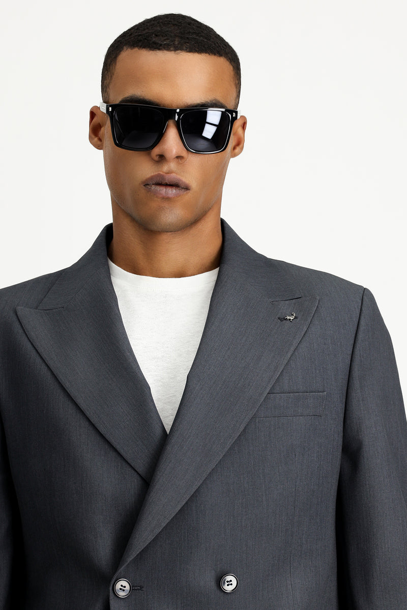 Koyu Antrasit Oversize Ekstra Rahat Kalıp Kruvaze Takım Elbise