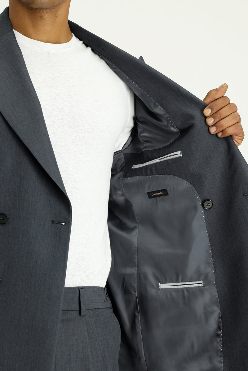 Koyu Antrasit Oversize Ekstra Rahat Kalıp Kruvaze Takım Elbise