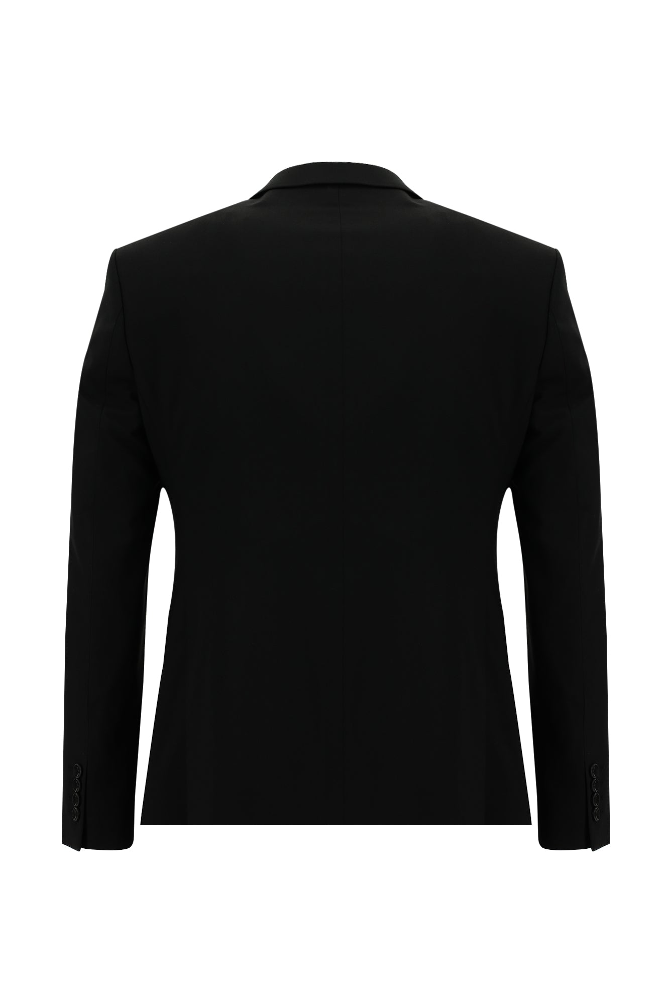Siyah Slim Fit Dar Kesim Yünlü Kombinli Yelekli Takım Elbise