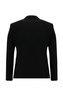 Siyah Slim Fit Dar Kesim Yünlü Kombinli Yelekli Takım Elbise
