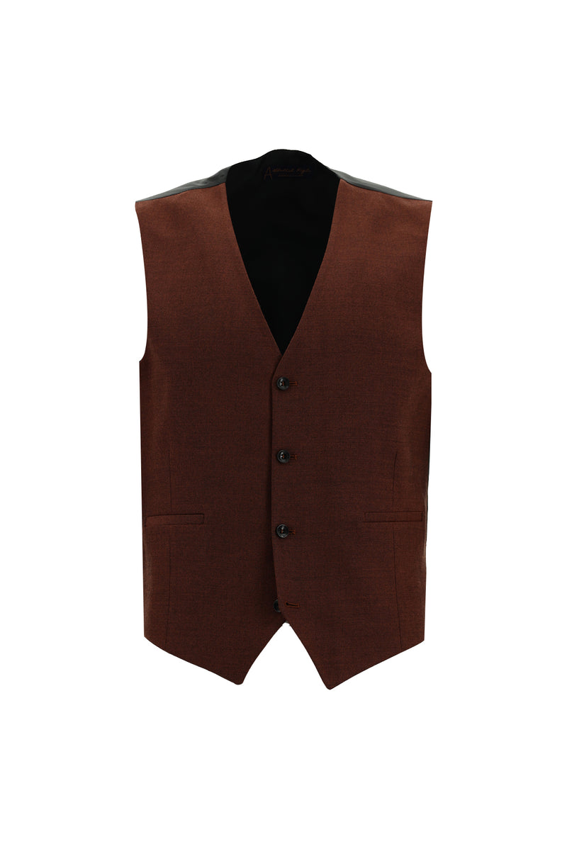 Siyah Slim Fit Dar Kesim Yünlü Kombinli Yelekli Takım Elbise