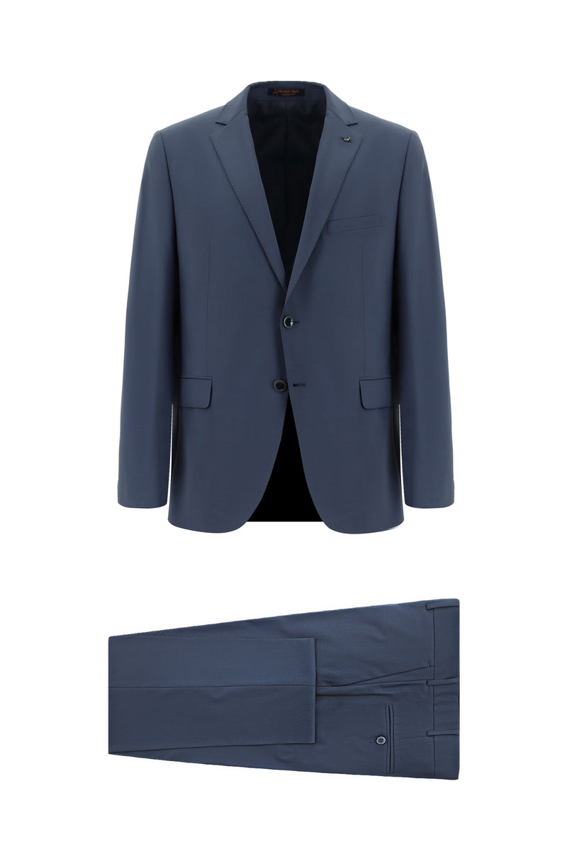 Orta Petrol 7 Drop Slim Fit Dar Kesim Yünlü Tak?m Elbise-Abdullah Ki??l?
