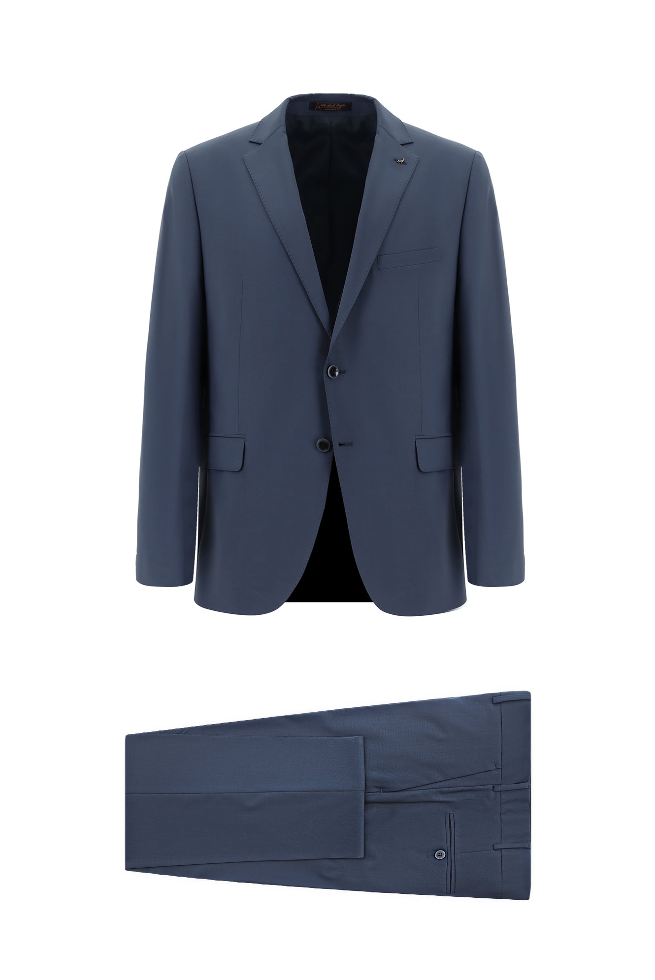 Orta Petrol Slim Fit Dar Kesim Yünlü Klasik Takım Elbise