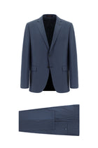 Orta Petrol Slim Fit Dar Kesim Yünlü Klasik Takım Elbise