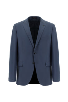 Orta Petrol Slim Fit Dar Kesim Yünlü Klasik Takım Elbise