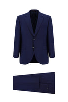 Açık Lacivert Slim Fit Dar Kesim Yünlü Klasik Takım Elbise