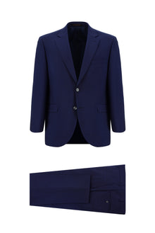 Aç?k Lacivert 7 Drop Slim Fit Dar Kesim Yünlü Tak?m Elbise-Abdullah Ki??l?