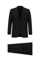 Siyah Lacivert Regular Fit Yünlü Klasik Takım Elbise