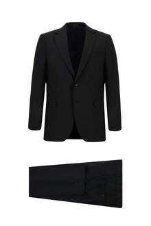 Siyah Lacivert Regular Fit Yünlü Klasik Takım Elbise