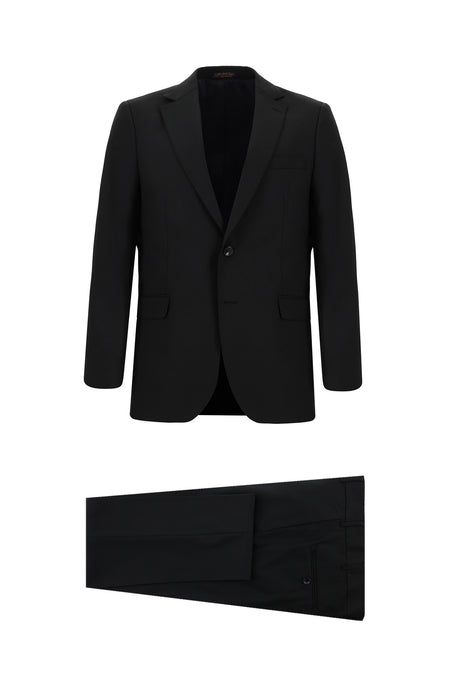Siyah Lacivert Regular Fit Yünlü Klasik Takım Elbise