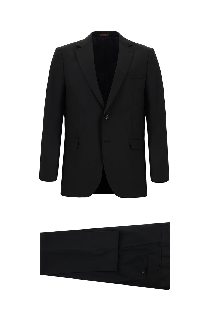 Siyah Lacivert Regular Fit Yünlü Klasik Takım Elbise