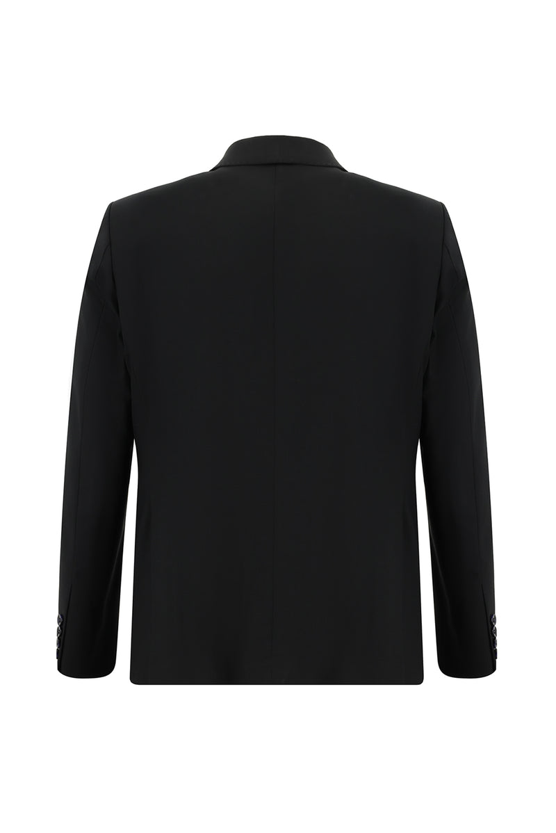 Siyah Lacivert Regular Fit Yünlü Klasik Takım Elbise