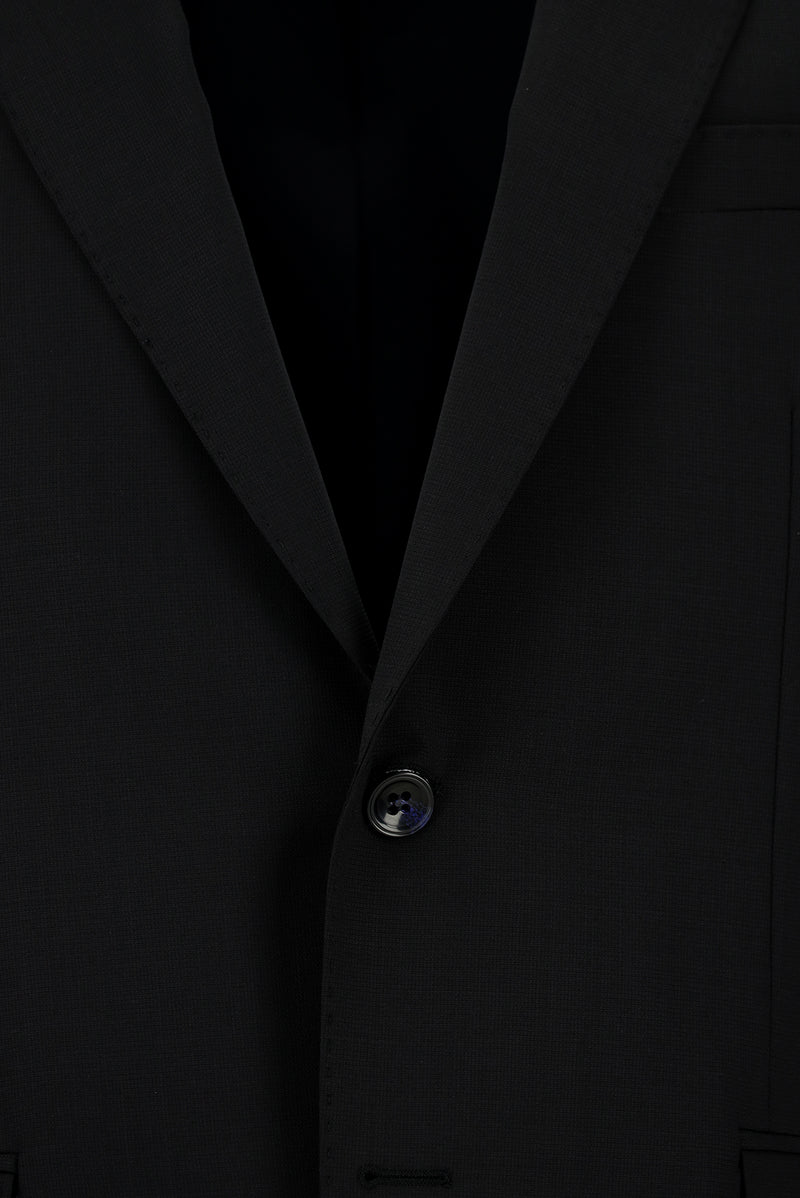 Siyah Lacivert Regular Fit Yünlü Klasik Takım Elbise