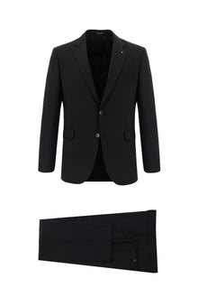 Siyah 4 Drop Relaxed Fit Rahat Kesim Yünlü Tak?m Elbise-Abdullah Ki??l?